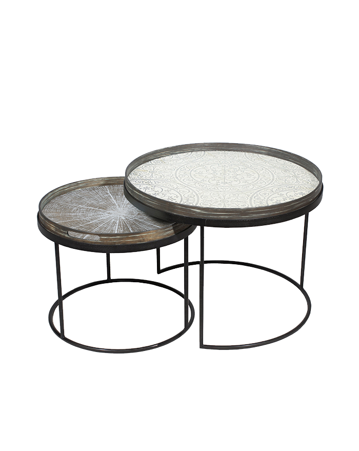 SET TABLES BASSES ROUND TRAY TABLES Ø49XH31/Ø62XH38 NOTRE MONDE