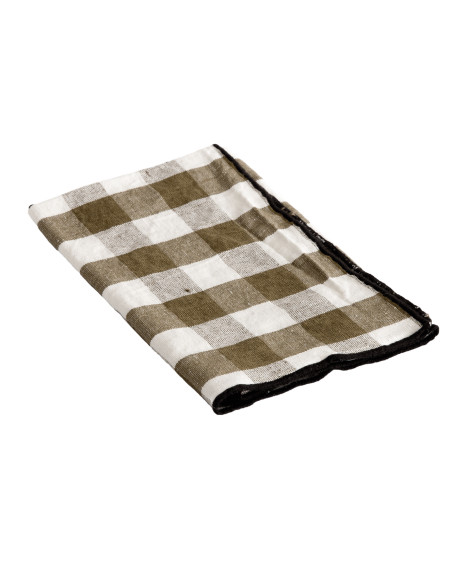 SERVIETTE DE TABLE KAKI BOURDON NOIR MIMI VICHY MAISON DE VACANCES
