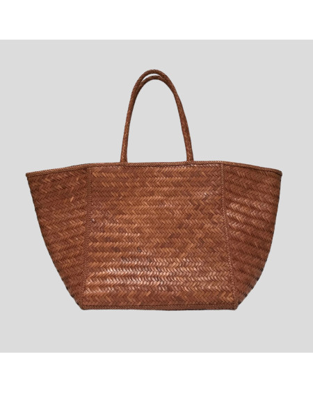 SAC JANVIER CUIR TRESSE TEINTE TAN MAISON N.H. PARIS