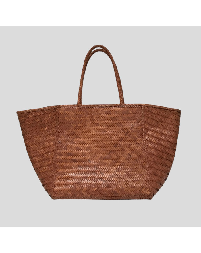 SAC JANVIER CUIR TRESSE TEINTE TAN MAISON N.H. PARIS