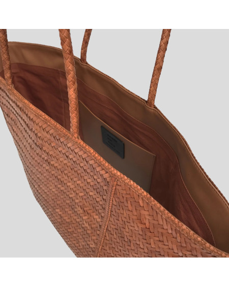 SAC JANVIER CUIR TRESSE TEINTE TAN MAISON N.H. PARIS