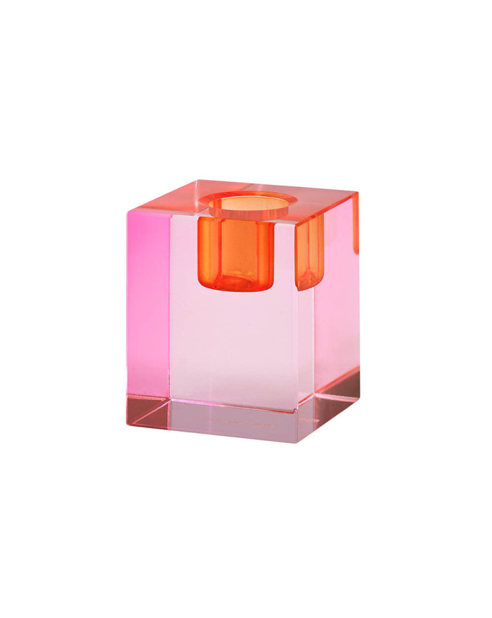 BOUGEOIR CRISTAL H6CM ROSE/ORANGE GIFTCOMPANY