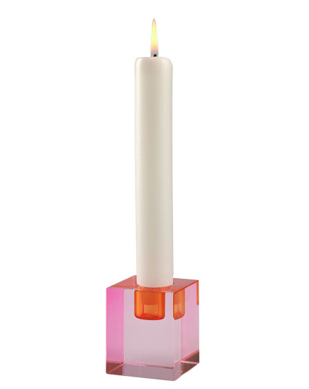 BOUGEOIR CRISTAL H6CM ROSE/ORANGE GIFTCOMPANY