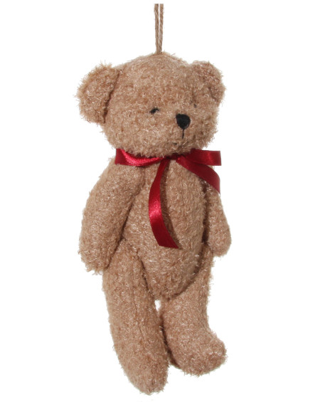 OURS EN PELUCHE MARRON/ROUGE H21CM SHISHI