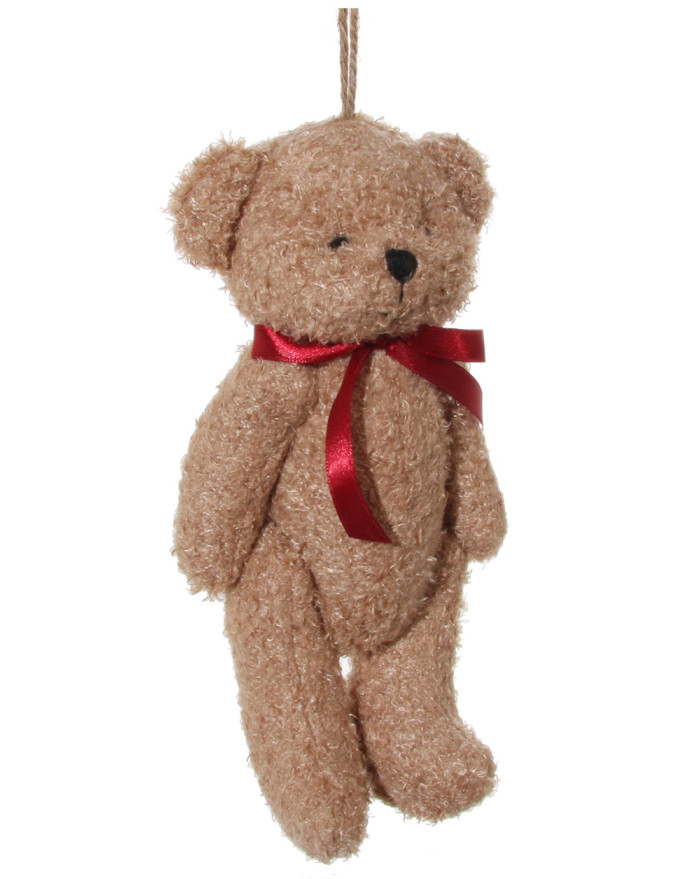 OURS EN PELUCHE MARRON/ROUGE H21CM SHISHI