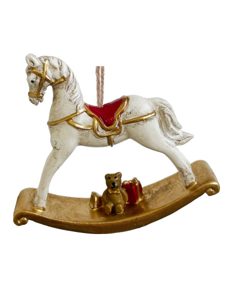 CHEVAL A BASCULE BLANC/ROUGE 8.5CM SHISHI