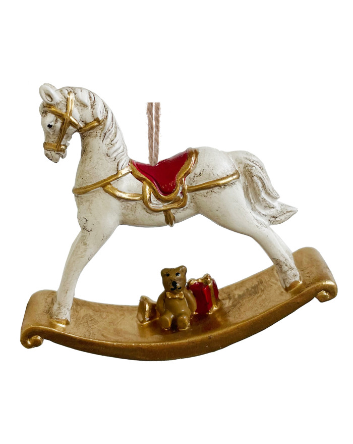 CHEVAL A BASCULE BLANC/ROUGE 8.5CM SHISHI