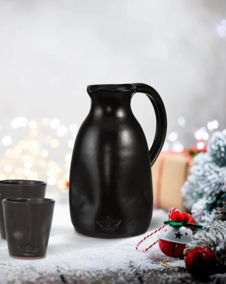 CARAFE EN CERAMIQUE DENTED JUG NOIR MAT Ø13,5XH24 DUTCHDELUXES