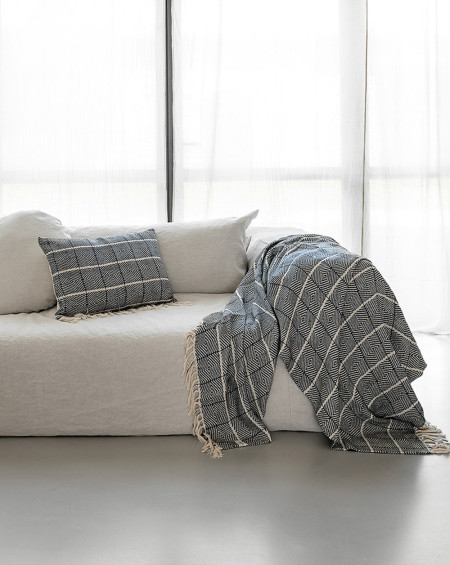 PLAID CANYON 135X200 DENIM LIN/COTON BED AND PHILOSOPHY