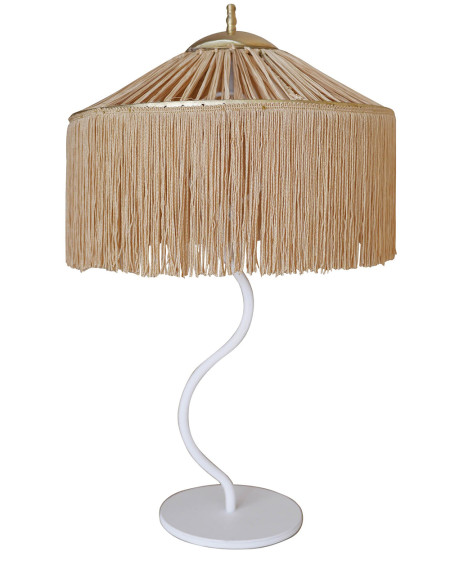 LAMPE DE TABLE KAA FRANGES DOREES STRUCTURE BLANCHE HONORE