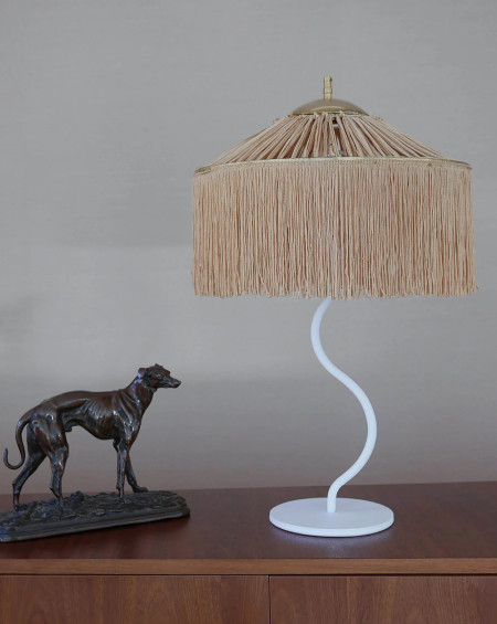 LAMPE DE TABLE KAA FRANGES DOREES STRUCTURE BLANCHE HONORE LAMPE DE TABLE KAA FRANGES DOREES STRUCTURE BLANCHE HONORE