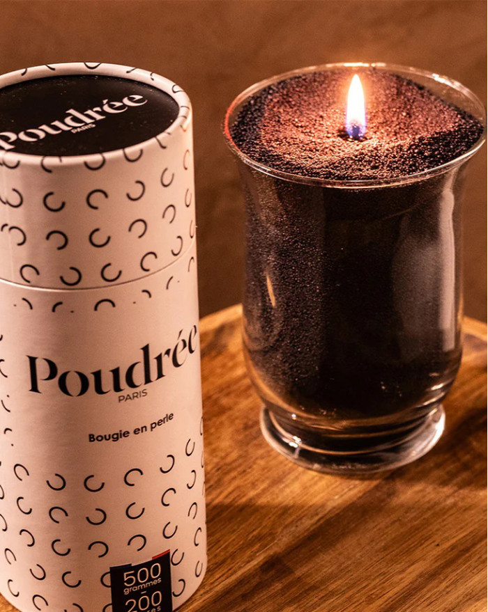 BOUGIE EN PERLE NOIRE 500G - POUDREE PARIS