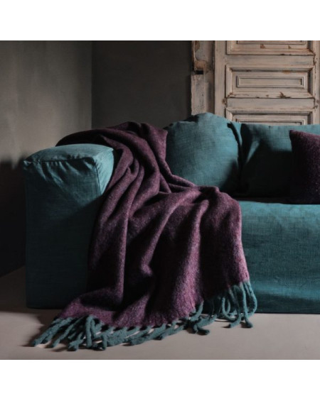 PLAID CRUMBLE 125X200 PRUNE CHINE BED AND PHILOSOPHY
