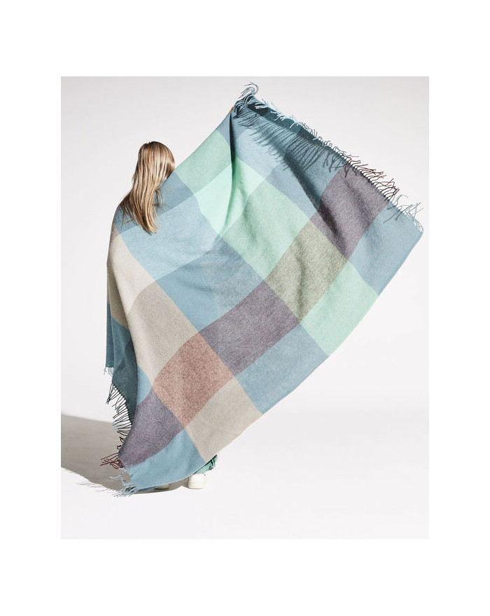 PLAID A CARREAUX EN LAINE 130X185 RHUBARBE FATBOY