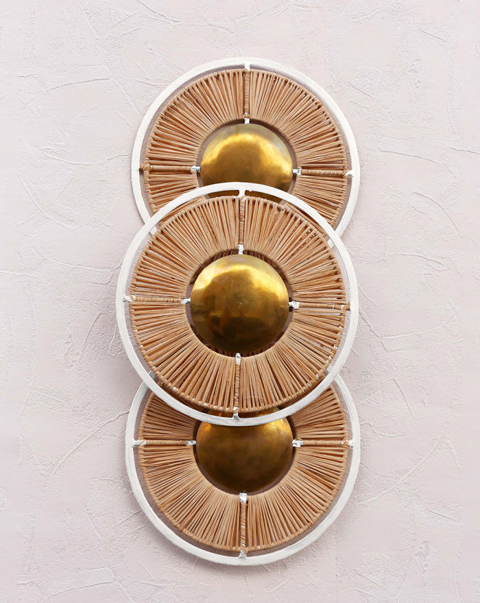 APPLIQUE 3 RONDS BLANC / RAPHIA HONORE