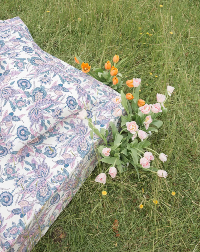 DRAP HOUSSE NICOLE 90X200 BLUE WILD BOUQUET LOUISE MISHA