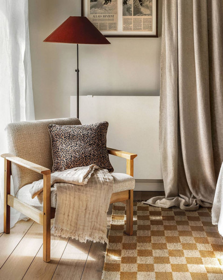 RIDEAU CALIFORNIA ACCROCHE RUFLETTE A PASSANTS 130X280 NATUREL HAOMY