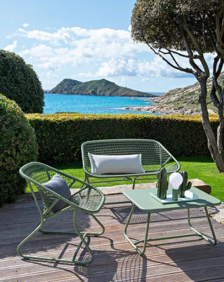 BANQUETTE SIXTIES 2 PLACES 118X64XH72 BLANC COTON FERMOB