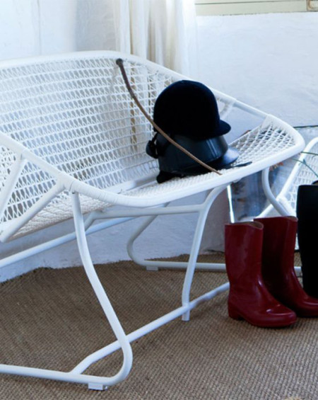 BANQUETTE SIXTIES 2 PLACES 118X64XH72 BLANC COTON FERMOB