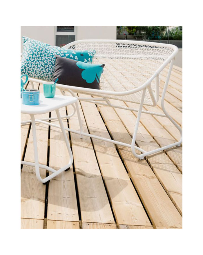 BANQUETTE SIXTIES 2 PLACES 118X64XH72 BLANC COTON FERMOB