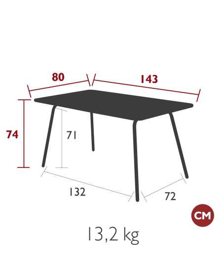 TABLE LUXEMBOURG 143X80 BEIGE LATTE FERMOB