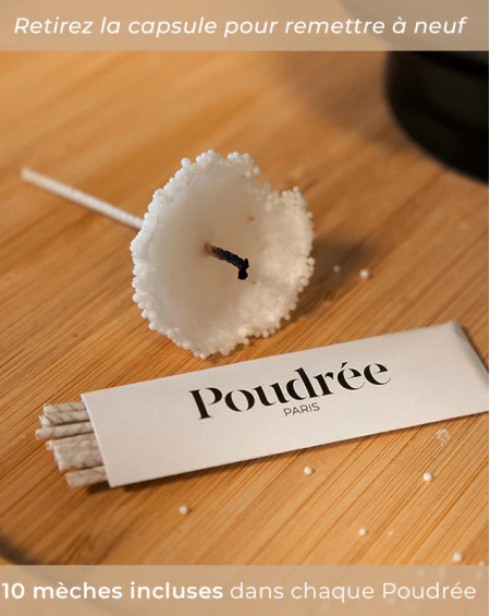 BOUGIE EN PERLE BLANCHE MUSC BLANC 500G POUDREE PARIS