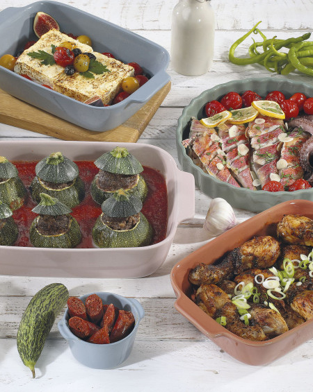 PLAT A FOUR PORTO 36CM RECTANGULAIRE CORAIL KUCHENPROFI