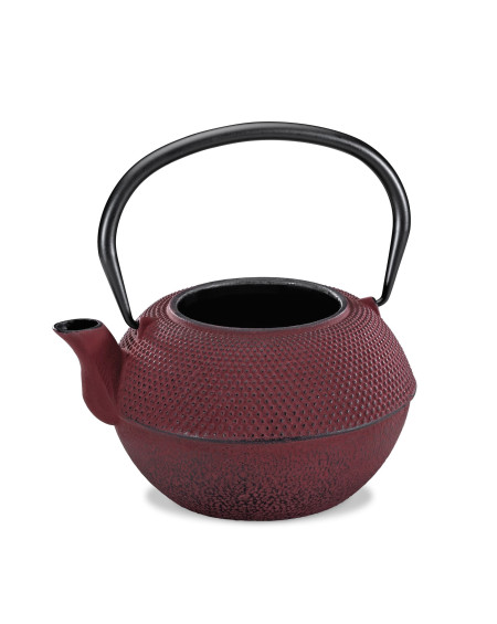 THEIERE EN FONTE AVEC PASSOIRE ROUGE 6 TASSES