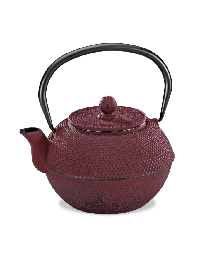 THEIERE EN FONTE AVEC PASSOIRE ROUGE 6 TASSES