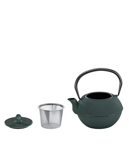 THEIERE EN FONTE AVEC PASSOIRE VERTE 6 TASSES