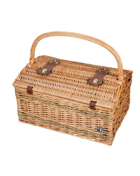 PANIER A PIQUE-NIQUE 4 PERSONNES BRUN CLAIR/VICHY ROUGE