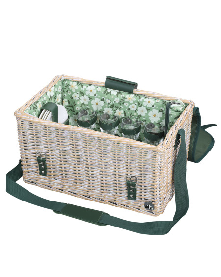 PANIER A PIQUE-NIQUE TABLETTE 4 PERSONNES BLANC/VERT