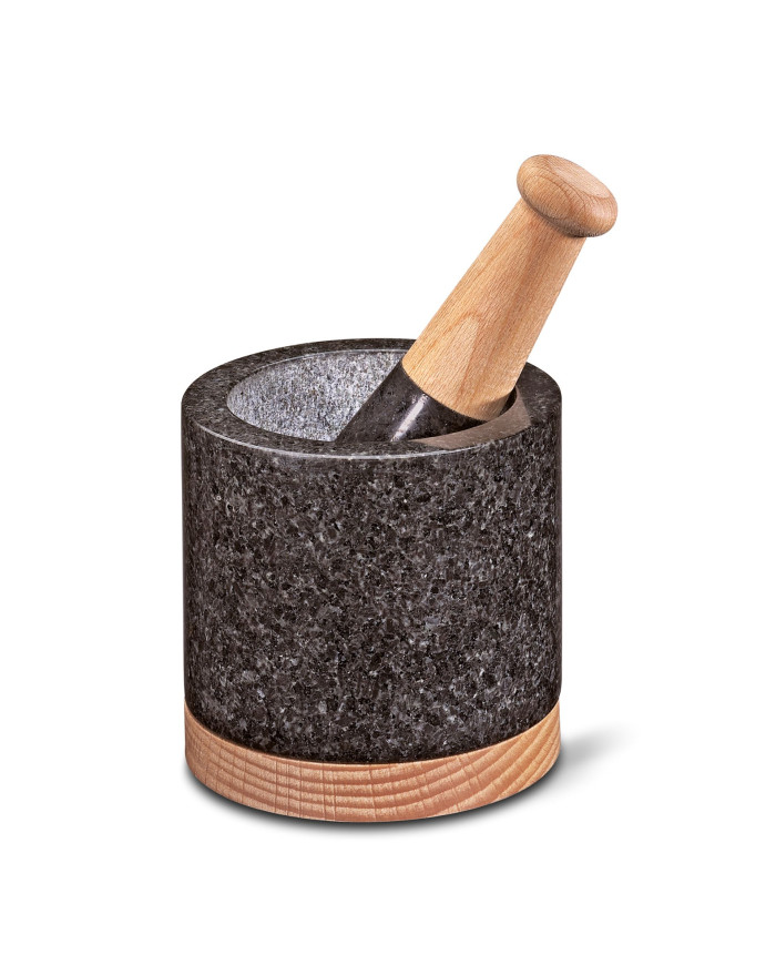 MORTIER EN GRANIT ET HETRE Ø10X9,7CM AVEC PILON