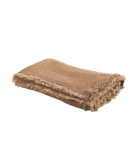 PLAID VICE VERSA FRANGE 160X250 CREPON DE LIN LAVE MAISON DE VACANCES