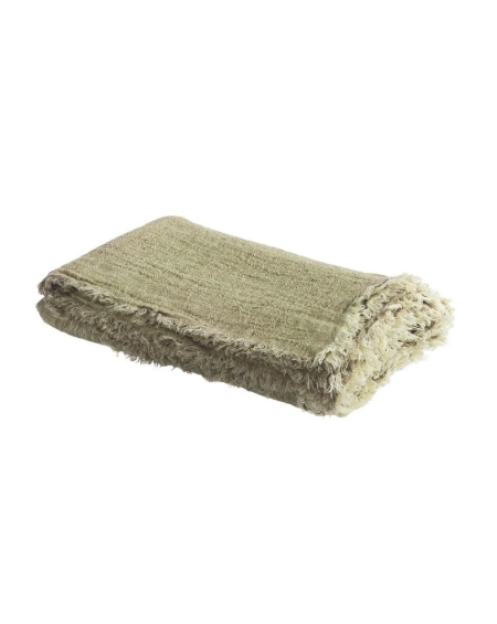 PLAID VICE VERSA FRANGE 160X250 CREPON DE LIN LAVE MAISON DE VACANCES