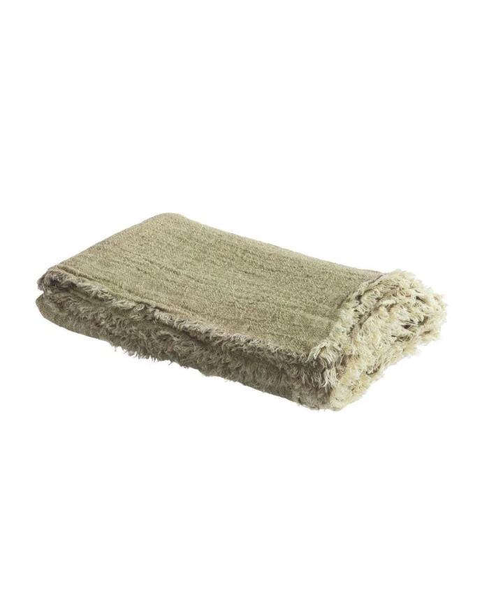 PLAID VICE VERSA FRANGE 160X250 CREPON DE LIN LAVE MAISON DE VACANCES