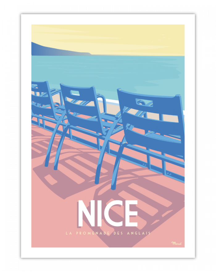 AFFICHE 30X40 NICE LA PROM MARCEL TRAVEL POSTERS