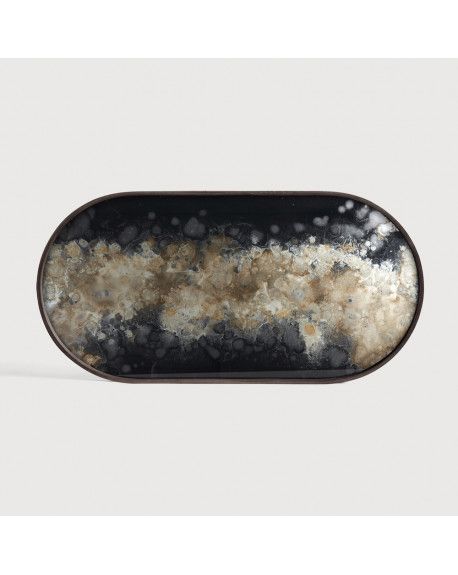 PLATEAU EN VERRE BLACK ORGANIC RECTANGULAR M 71X36 - ETHNICRAFT