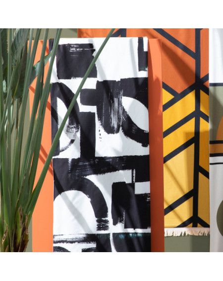 DRAP DE PLAGE KIKOY SAMPIERI NOIR 90X170 HARMONY HAOMY