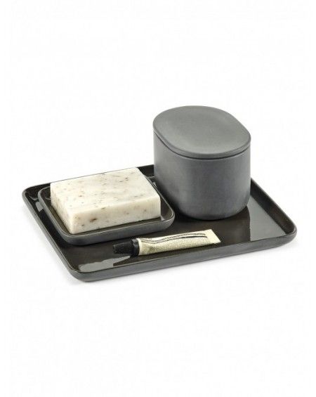 PLATEAU CARRE GRIS COSE 9,8X9,8XH1,2 SERAX