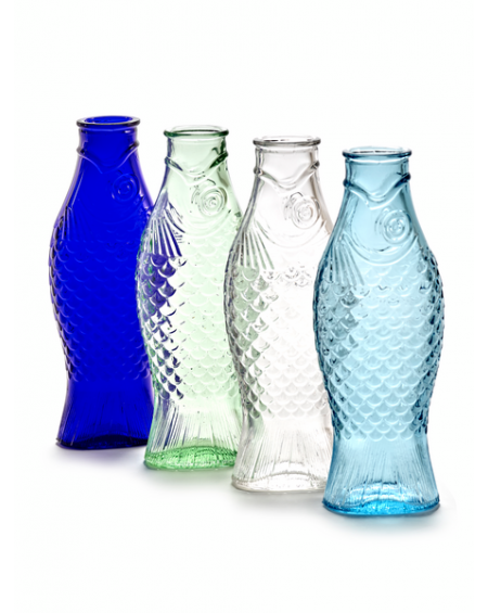 BOUTEILLE TRANSPARENT VERT FISH & FISH SERAX BOUTEILLE TRANSPARENT VERT FISH & FISH SERAX