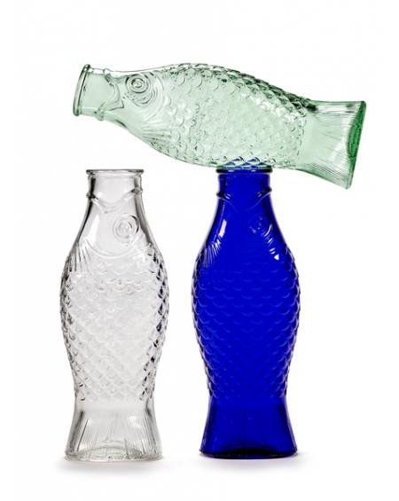 BOUTEILLE TRANSPARENT VERT FISH & FISH SERAX BOUTEILLE TRANSPARENT VERT FISH & FISH SERAX