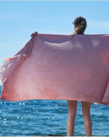 SERVIETTE MONOCHROME BEACH TOWEL JUST PINK 100X180 SUN OF A BEACH
